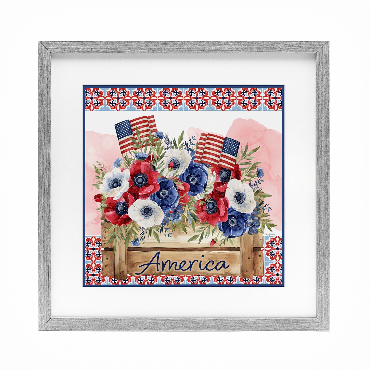 Stupell Industries Patriotic Poppies Bouquet Framed Print Under Glass, design by Nicole DeCamp